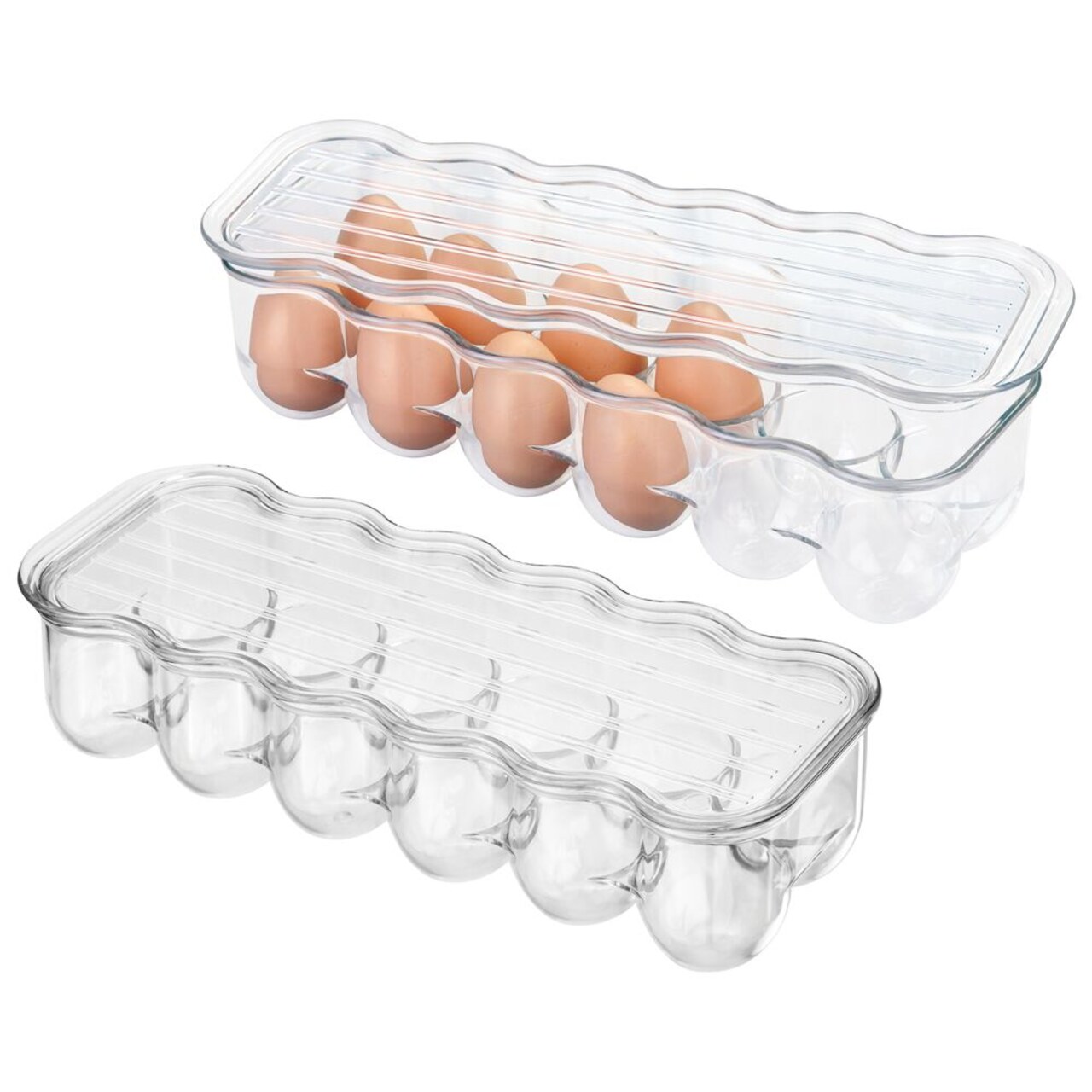 mDesign Egg Storage Tray Holder for Refrigerator, 24 Eggs, 2 Pack
